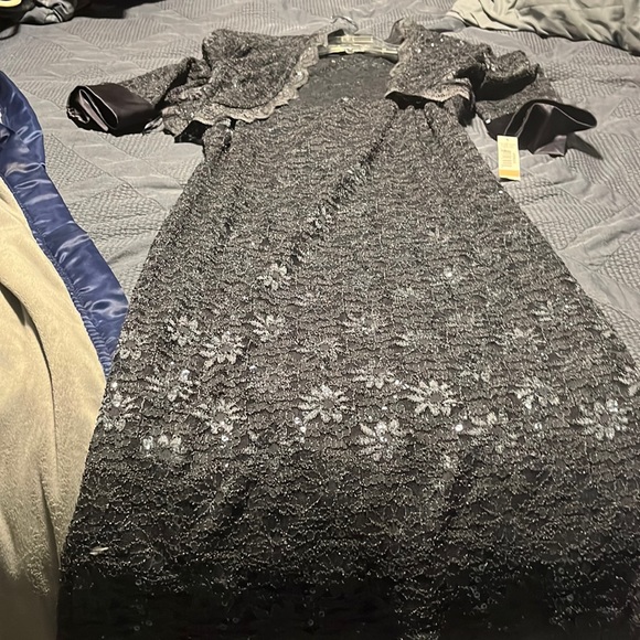 Short Blue Lace Dress with Jacket - Picture 1 of 5